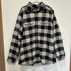 Men's Eddie Bauer Large TALL Long Sleeve‎ Button Front Shirt Plaid Fleece Lined